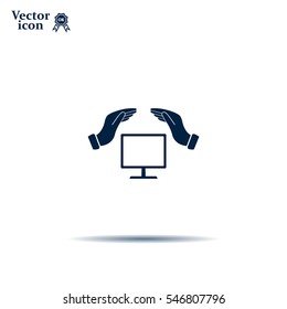 insurance computer. vector icon.
