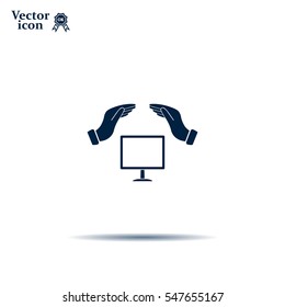 insurance computer. vector icon.
