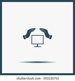 insurance computer. vector icon.