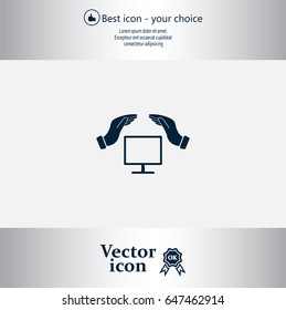 insurance computer. vector icon.