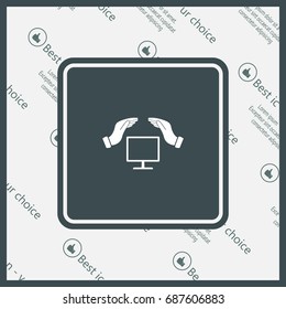 insurance computer. vector icon.