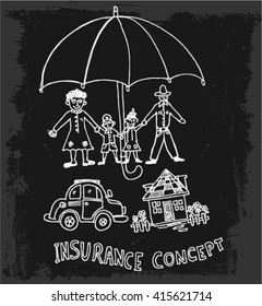 insurance concept, chalk drawing