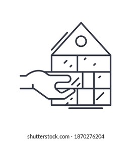 Icono de concepto de seguro, ilustración lineal aislada, vector de línea delgada, signo de diseño web, símbolo de concepto de contorno con trazo editable sobre fondo blanco.