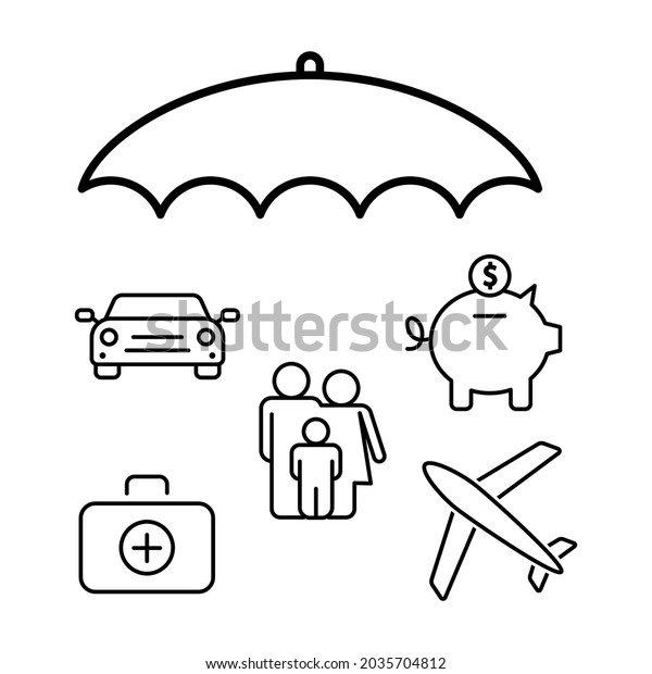 Insurance concept icon on white.\
protective gesture and insurance icons. Umbrella icon.\
Vector
