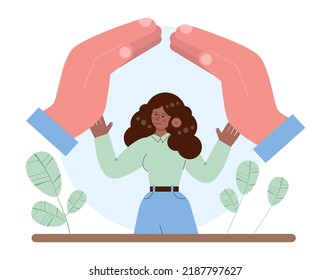 Concepto de seguro. Idea de la seguridad y protección de los bienes y la vida frente a los daños. Seguridad de viajes y negocios. Indemnización de emergencia o pago social. Ilustración vectorial plana