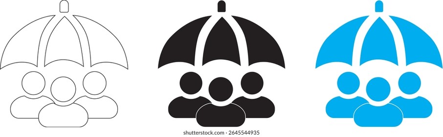 Insurance Concept Illustration. Umbrella icon that protects everyone