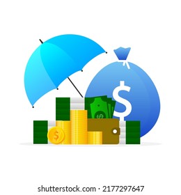 Insurance concept. Insurance policy. Money Guarantee. Vector illustration.
