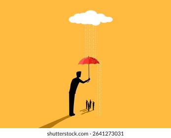 Insurance, consultant holding an umbrella to protect the business team