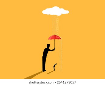 Insurance Consultant holding an umbrella to protect the rain for businessmen
