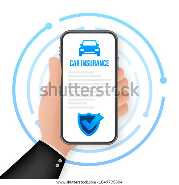 Insurance contract document. Shield icon.\
Protection. Vector stock\
illustration.