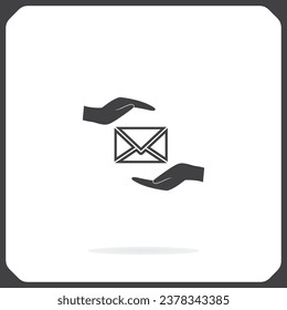 Insurance correspondence icon. Envelope in hand.