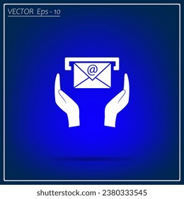 Insurance correspondence icon. Envelope in hand.