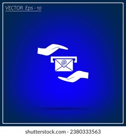 Insurance correspondence icon. Envelope in hand.