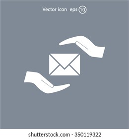 insurance correspondence icon vector design
