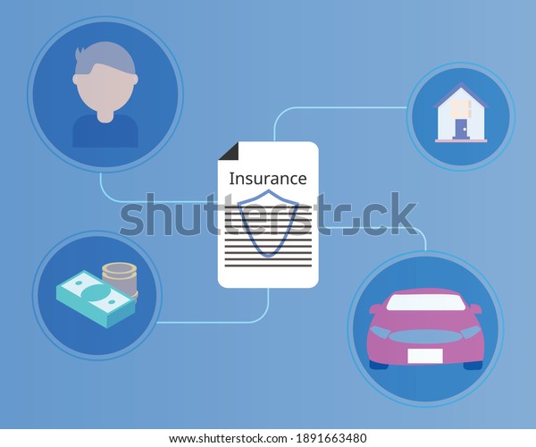 insurance\
coverage of house, car, life and saving\
vector