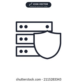 Plantilla de símbolo de icono de la base de datos de seguros para la ilustración vectorial del logotipo de la colección de diseño gráfico y web
