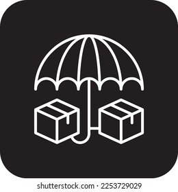 Insurance Delivery service icon with black filled line style. Related to order tracking, delivery home, warehouse, truck, scooter, courier and cargo icons. Shipping symbol. Vector illustration