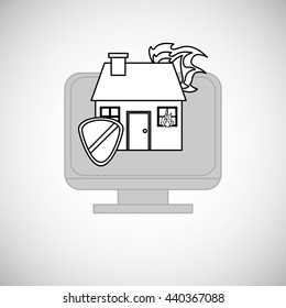 Insurance design. computer icon. Flat illustration