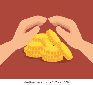 Insurance design over red background, vector illustration.