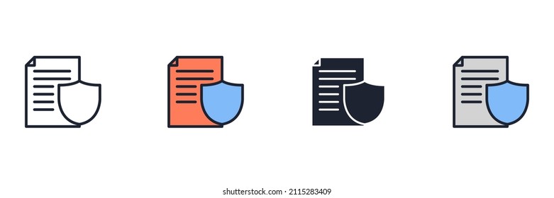 Plantilla de símbolo del icono del documento de seguro para la ilustración vectorial del logotipo de la colección de diseño gráfico y web