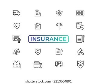 Insurance elements - minimal thin line web icon set. Outline icons collection. Simple vector illustration,insurance icon
