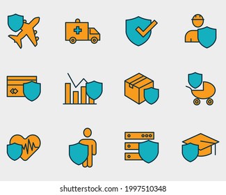 Insurance elements set icon symbol template for graphic and web design collection logo vector illustration