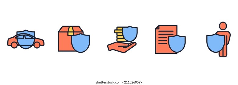 insurance elements set icon symbol template for graphic and web design collection logo vector illustration