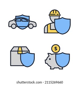 elementos de seguro establecer plantilla de símbolo de icono para la colección de diseños gráficos y web ilustración vectorial