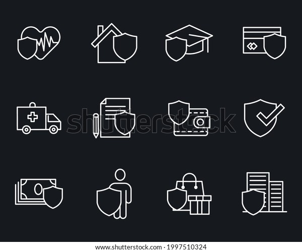 Insurance elements\
set icon symbol template for graphic and web design collection logo\
vector illustration