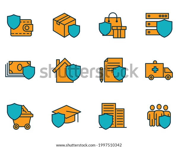 Insurance elements\
set icon symbol template for graphic and web design collection logo\
vector illustration