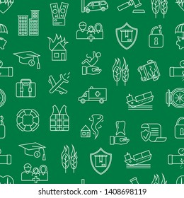 Insurance Elements Thin Line Icon Seamless Pattern Background Include of Car, Family, Health and Real Estate. Vector illustration of Icons