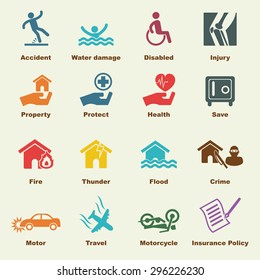 insurance elements, vector infographic icons