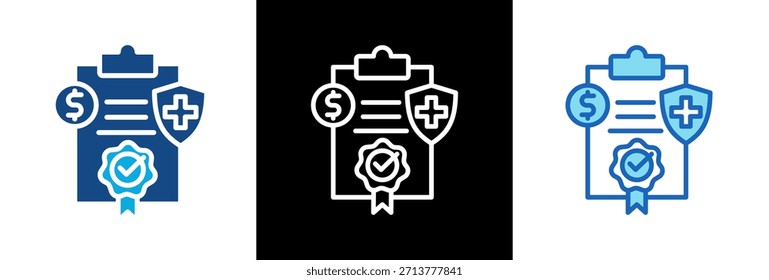 Versicherungsansprüche Symbol dreifach, Vektorgrafik