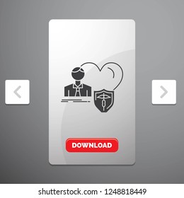 insurance, family, home, protect, heart Glyph Icon in Carousal Pagination Slider Design & Red Download Button