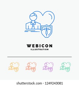 insurance, family, home, protect, heart 5 Color Line Web Icon Template isolated on white. Vector illustration