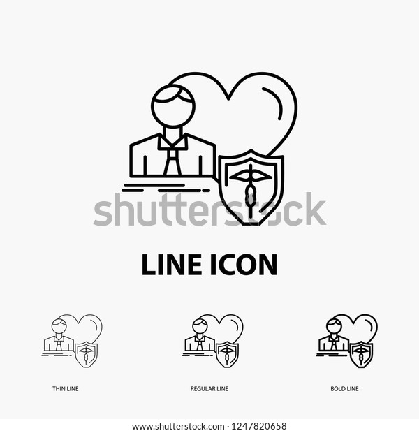 insurance, family, home,\
protect, heart Icon in Thin, Regular and Bold Line Style. Vector\
illustration
