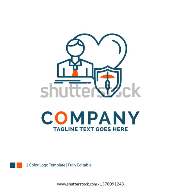 insurance, family, home, protect, heart Logo\
Design. Blue and Orange Brand Name Design. Place for Tagline.\
Business Logo\
template.