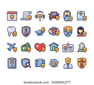 Insurance Filled Icon Vector Set