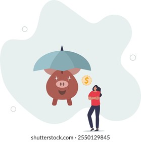 Insurance and finance saving protection in economy crisis, safety investment or all weather portfolio concept.flat characters.