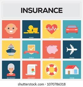 Insurance Flat Icon Set