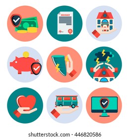Insurance flat icons set