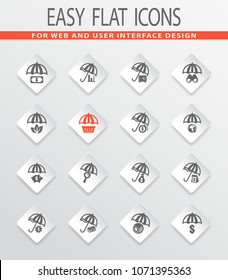 Insurance flat icons set for web sites and user interface