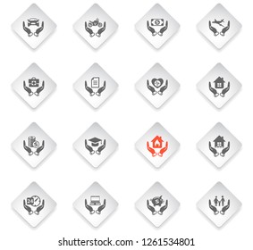 insurance flat rhombus web icons for user interface design