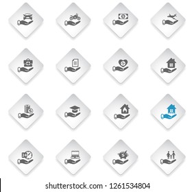 insurance flat rhombus web icons for user interface design
