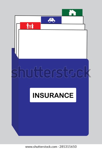 Insurance folder of car, house and family,\
Vector Illustration