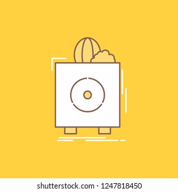 insurance, Fragile, product, warranty, health Flat Line Filled Icon. Beautiful Logo button over yellow background for UI and UX, website or mobile application