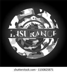 Insurance grey camouflaged emblem