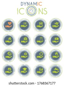 insurance hand vector icons on white background with dynamic lines for animation for web and user interface design