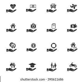 insurance hand web icons for user interface design
