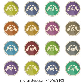 insurance hand web icons for user interface design